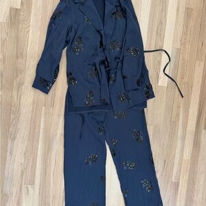 Navy Floral Sequin Set